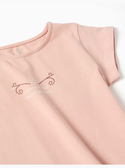 T-shirt en coton avec imprimé et ourlet à volants - Kiabi