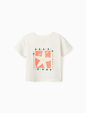 T-shirt en coton avec imprimé étoile de mer