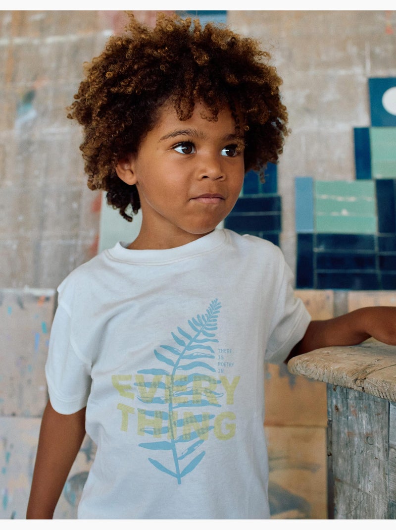 T-shirt en coton avec imprimé Everything Blanc - Kiabi