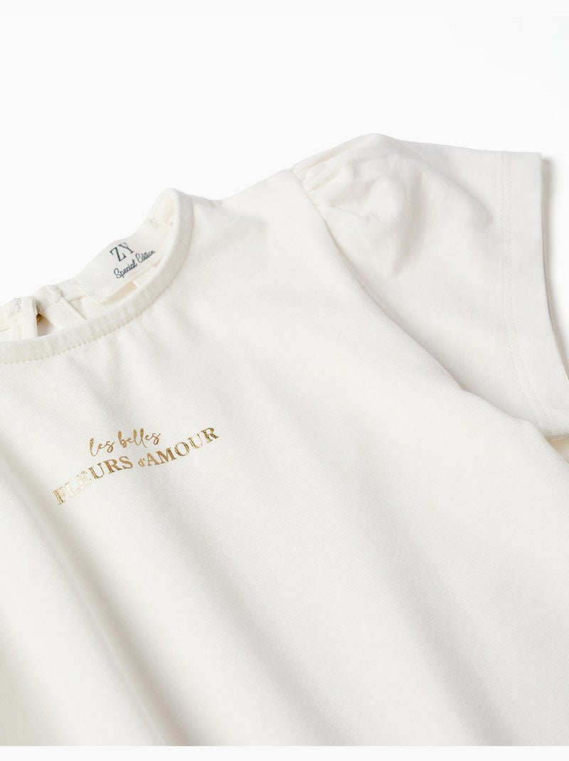 T-shirt en coton avec imprimé Fleurs d'Amour Blanc - Kiabi