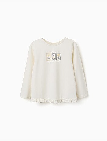 T-shirt en coton avec imprimé floral en relief
