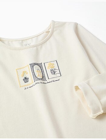 T-shirt en coton avec imprimé floral en relief