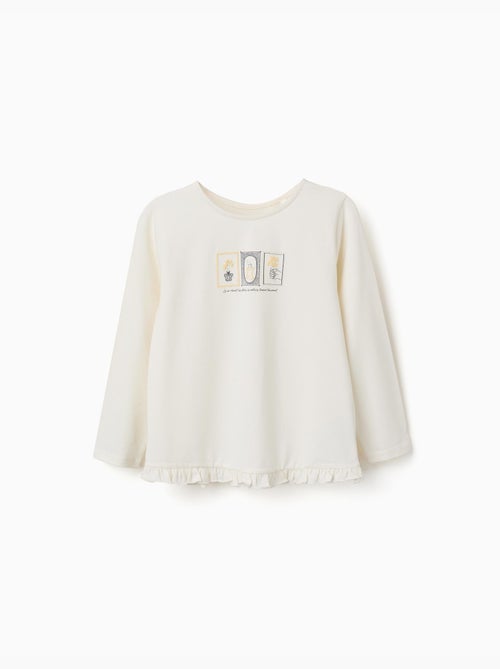 T-shirt en coton avec imprimé floral en relief - Kiabi
