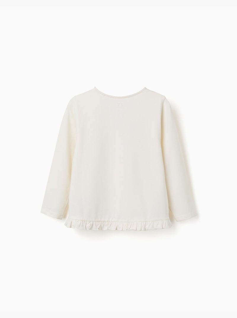 T-shirt en coton avec imprimé floral en relief Blanc - Kiabi