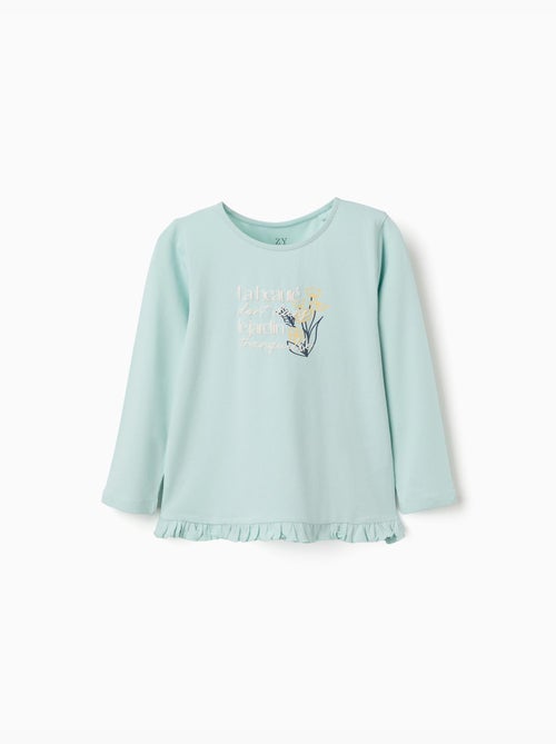T-shirt en coton avec imprimé floral en relief - Kiabi