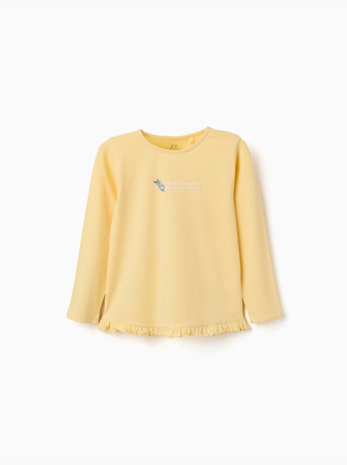 T-shirt en coton avec imprimé floral en relief - Kiabi