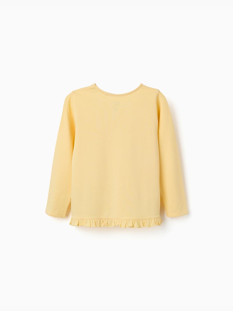 T-shirt en coton avec imprimé floral en relief Jaune clair - Kiabi
