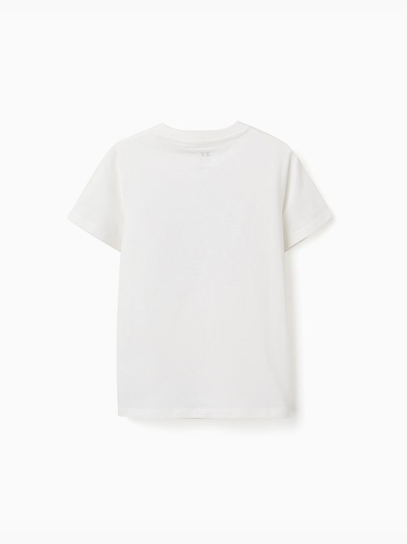 T-shirt en coton avec imprimé formes Blanc - Kiabi