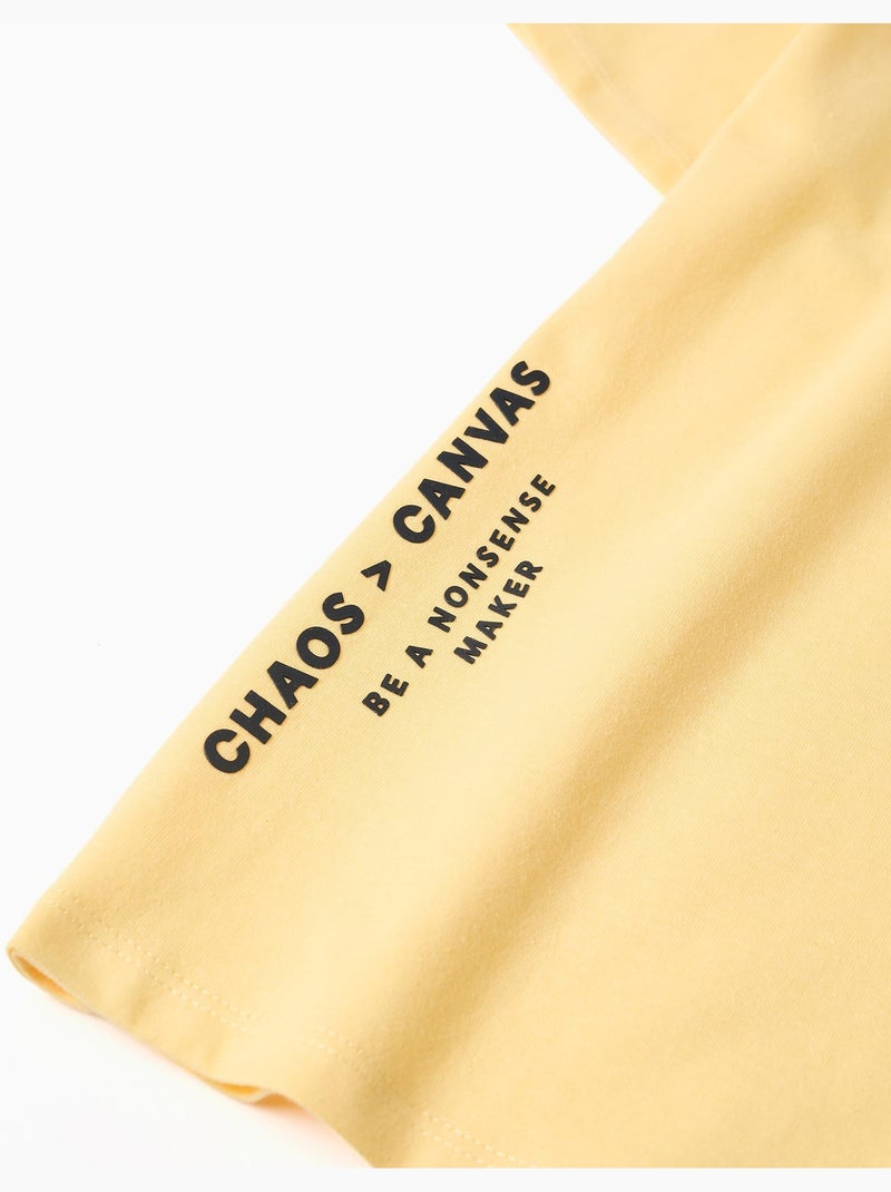 T-shirt en coton avec imprimé formes Jaune - Kiabi