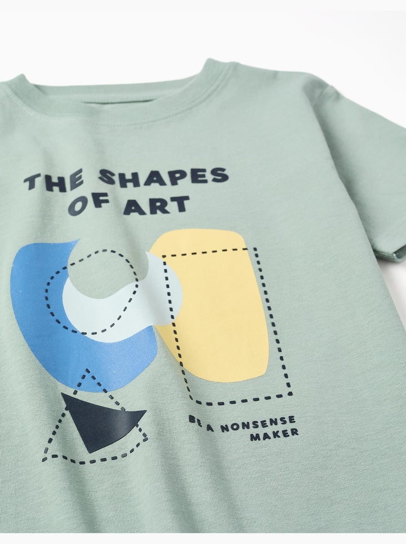 T-shirt en coton avec imprimé formes Vert - Kiabi