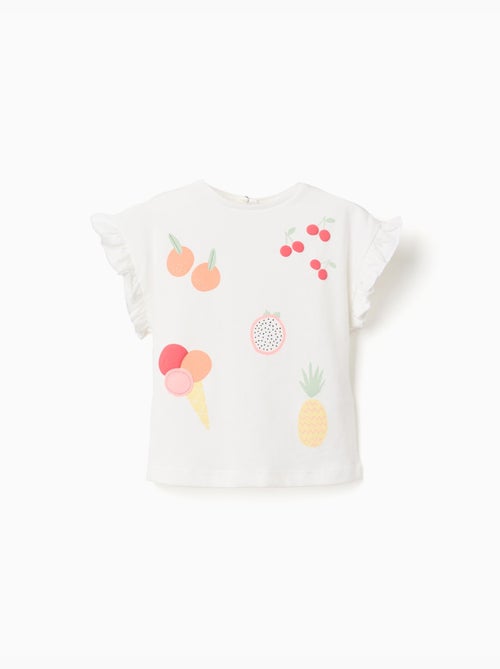 T-shirt en coton avec imprimé fruits et glace - Kiabi