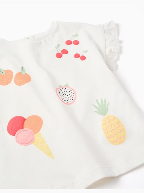T-shirt en coton avec imprimé fruits et glace - Kiabi