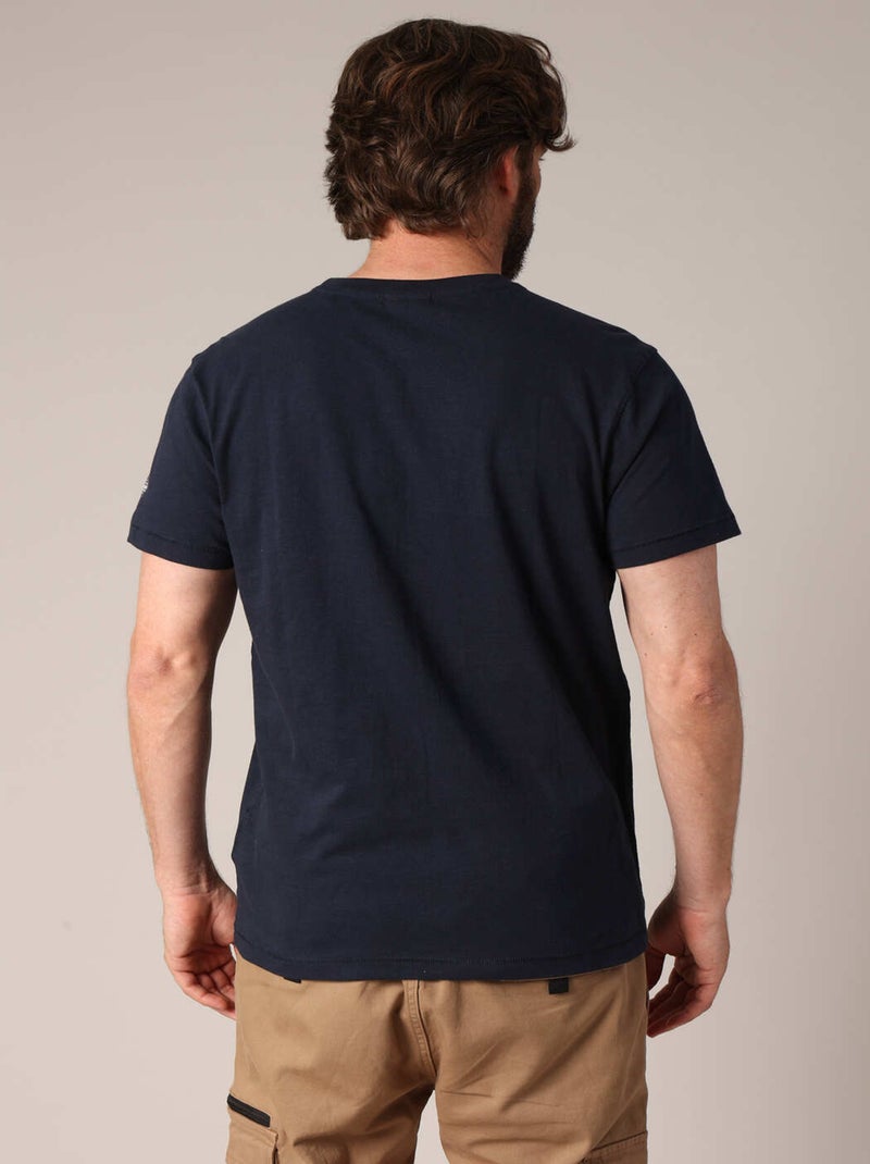 T-shirt en coton avec imprimé hipster barbu
 'Deeluxe' Bleu marine - Kiabi