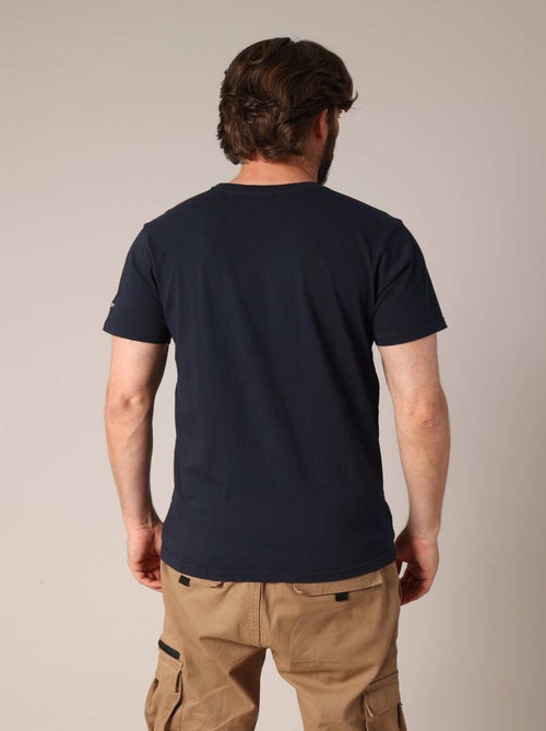 T-shirt en coton avec imprimé hipster barbu et le message « Je veux juste explorer ». 'Deeluxe' - Kiabi