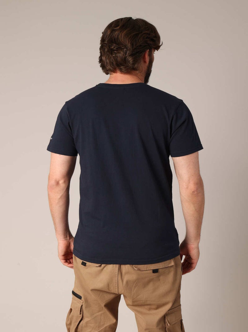 T-shirt en coton avec imprimé hipster barbu et le message « Je veux juste explorer ». 'Deeluxe' Bleu marine - Kiabi