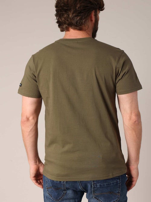 T-shirt en coton avec imprimé hipster barbu et le message « Je veux juste explorer ». 'Deeluxe' - Kiabi