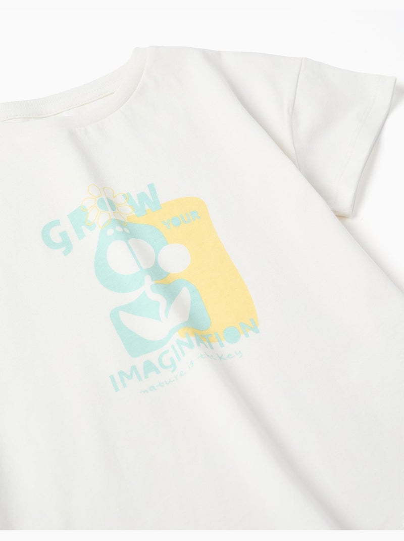 T-shirt en coton avec imprimé Imagination Blanc - Kiabi