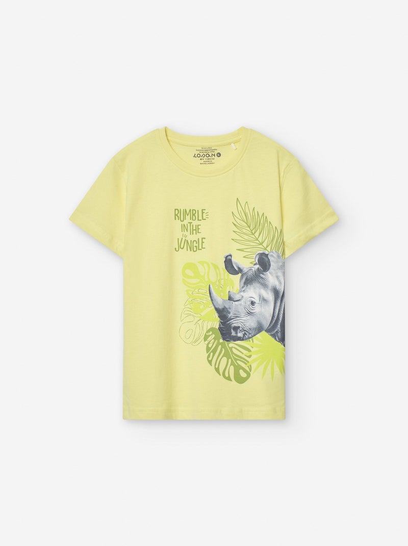 T-shirt en Coton avec Imprimé Jaune clair - Kiabi