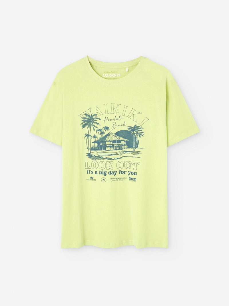 T-shirt en Coton avec Imprimé Jaune clair - Kiabi