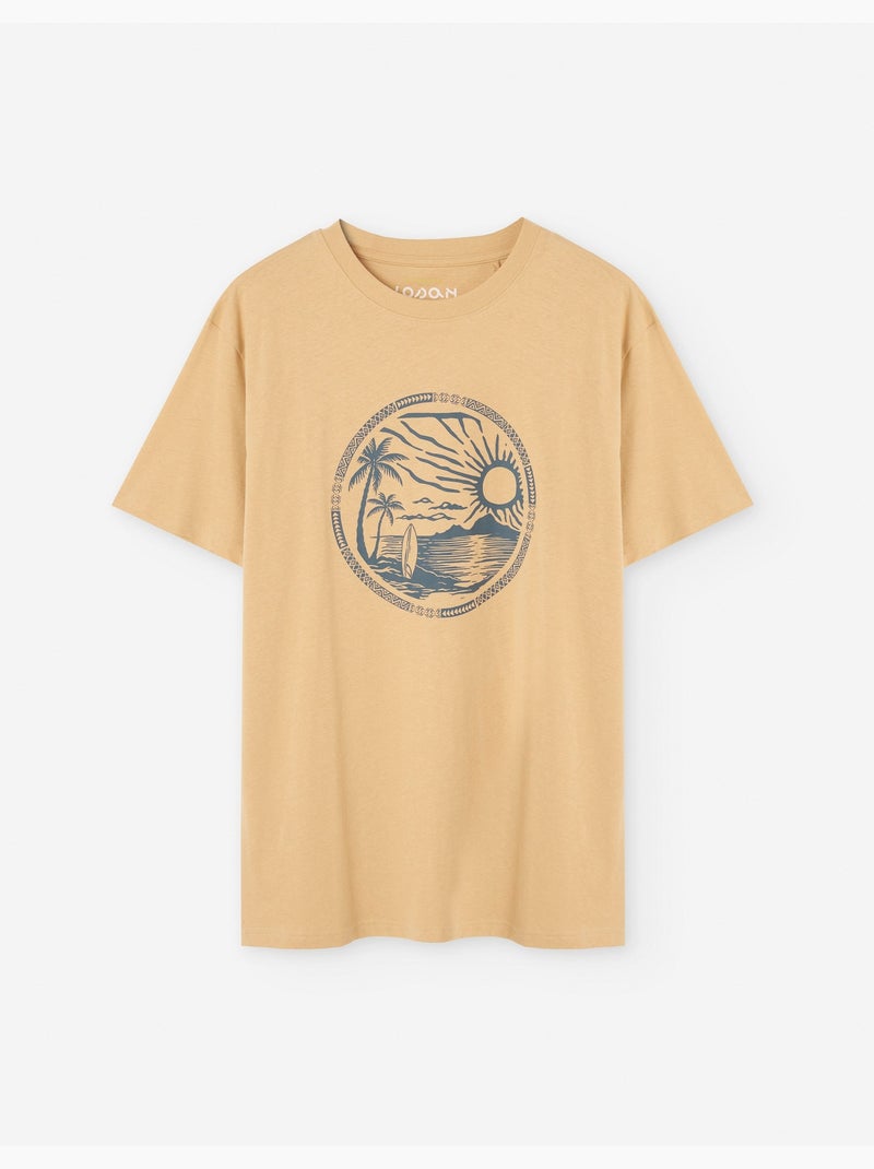 T-shirt en Coton avec Imprimé Jaune - Kiabi