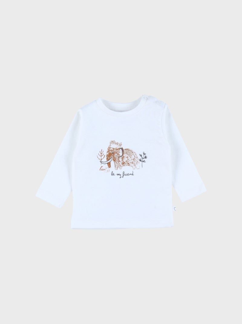 T-shirt en coton avec imprimé mammouth Noukie's Blanc - Kiabi