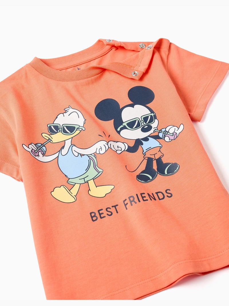 T-shirt en coton avec imprimé Mickey & Donald Noir Orange - Kiabi