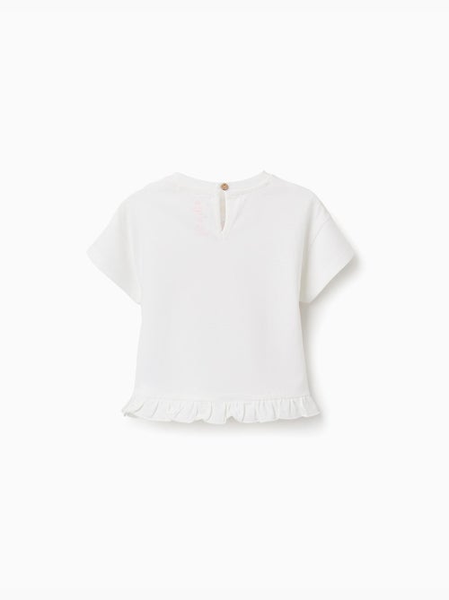 T-shirt en coton avec imprimé Minnie et volants - Kiabi