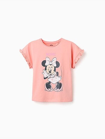 T-shirt en coton avec imprimé Minnie et volants