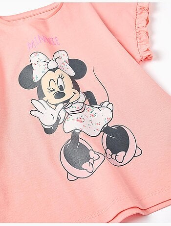 T-shirt en coton avec imprimé Minnie et volants