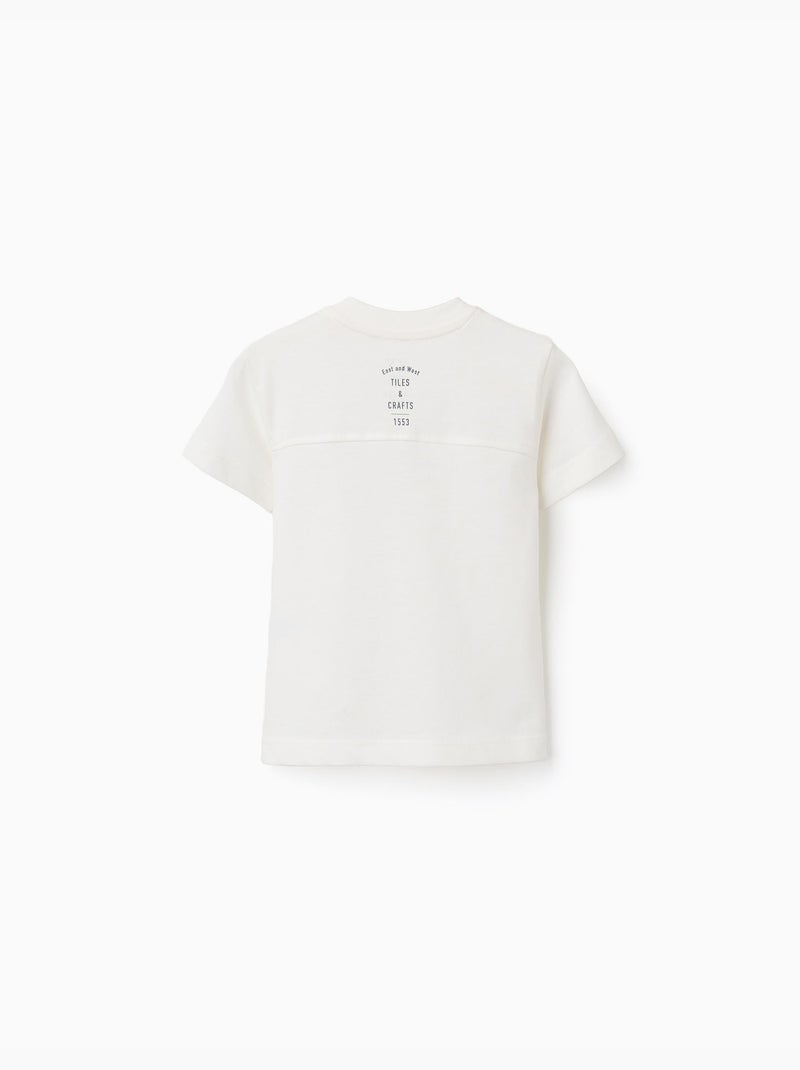 T-shirt en coton avec imprimé mosaïque Blanc - Kiabi