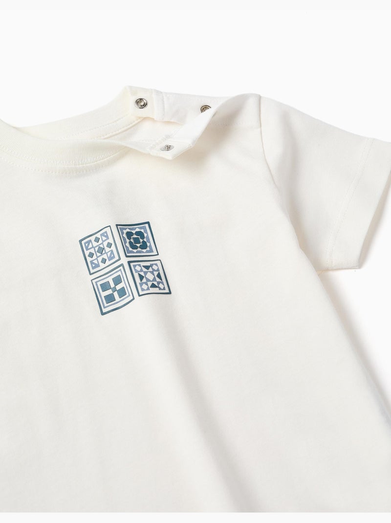T-shirt en coton avec imprimé mosaïque Blanc - Kiabi