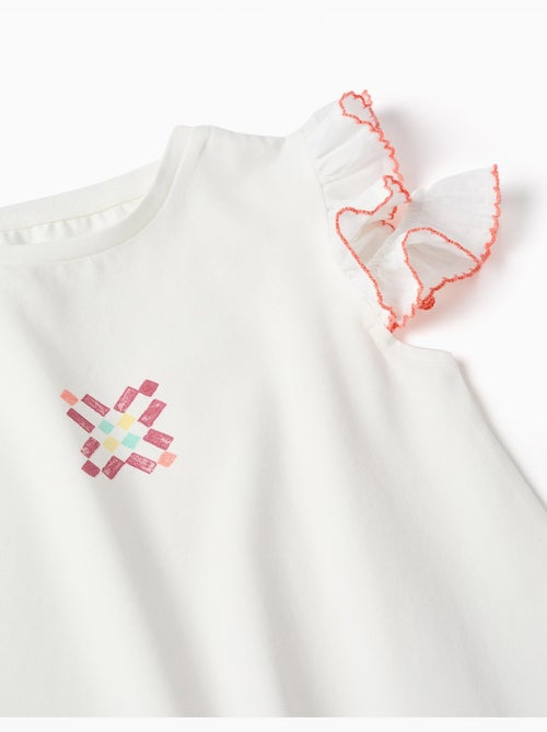 T-shirt en coton avec imprimé mosaïque et manches à volants - Kiabi T-shirt en coton avec imprimé mosaïque et manches à volants - Kiabi