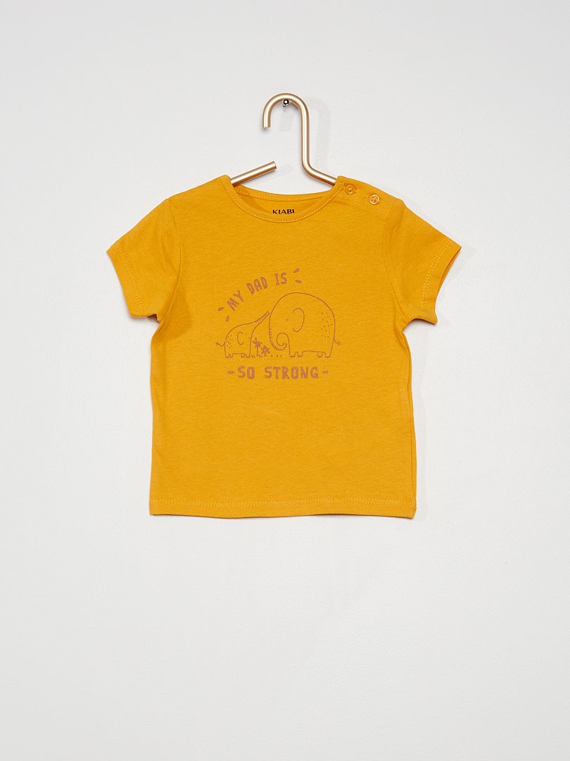 T-shirt en coton avec imprimé Moutarde - Kiabi