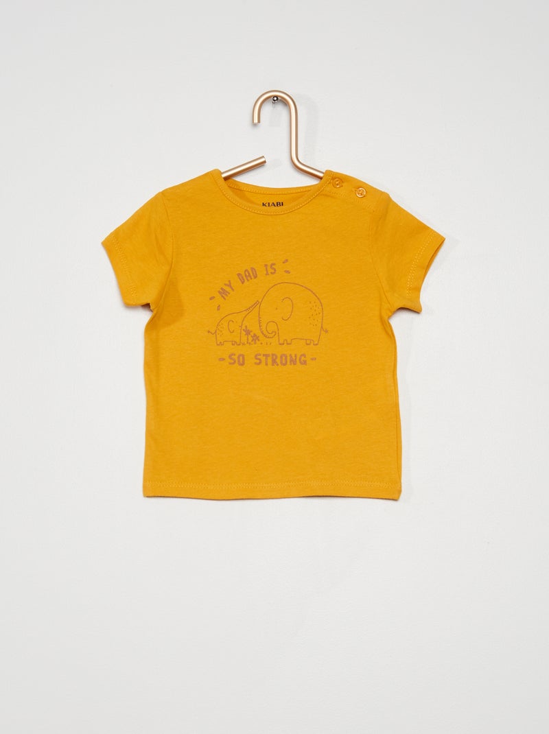 T-shirt en coton avec imprimé Moutarde - Kiabi