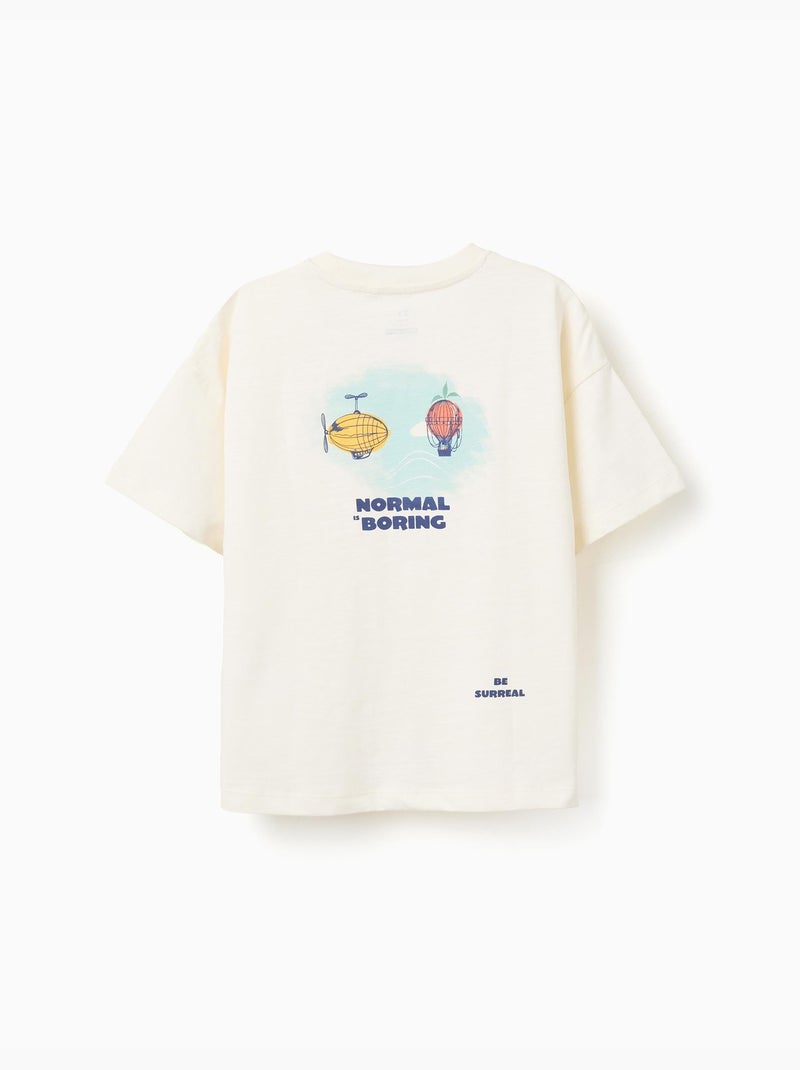 T-shirt en coton avec imprimé Normal is Boring Beige clair - Kiabi