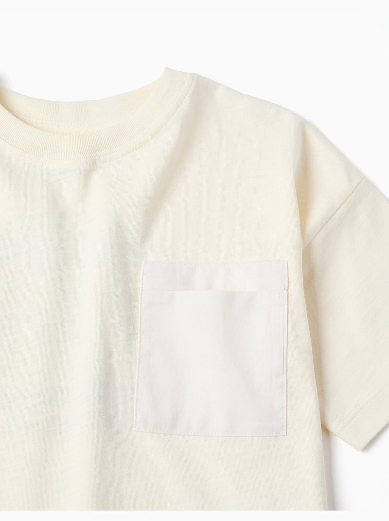 T-shirt en coton avec imprimé Normal is Boring Beige clair - Kiabi