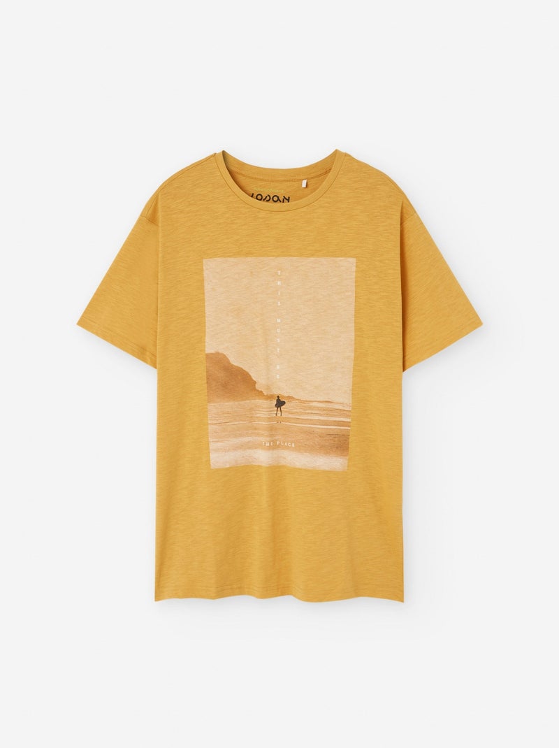 T-shirt en Coton avec Imprimé Orange - Kiabi