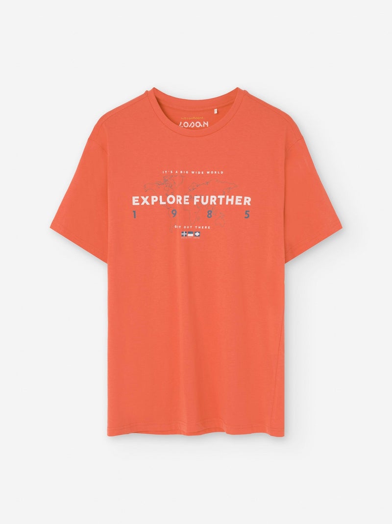 T-shirt en Coton avec Imprimé Orange - Kiabi