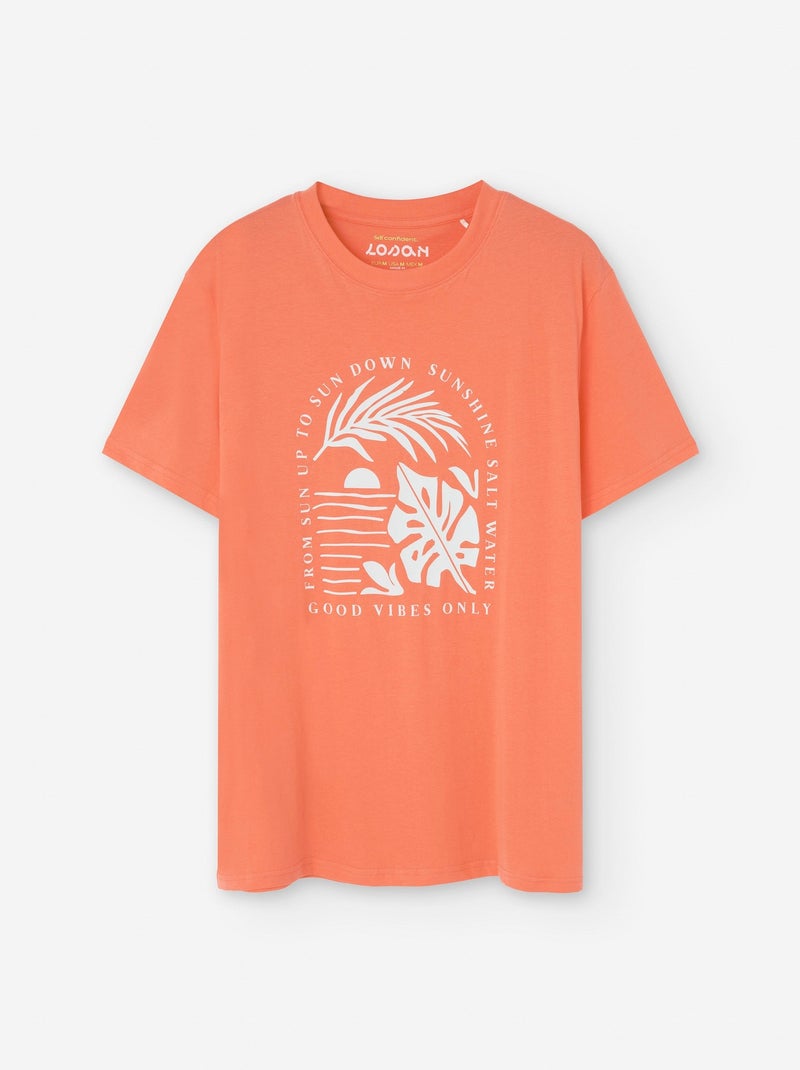 T-shirt en Coton avec Imprimé Orange - Kiabi