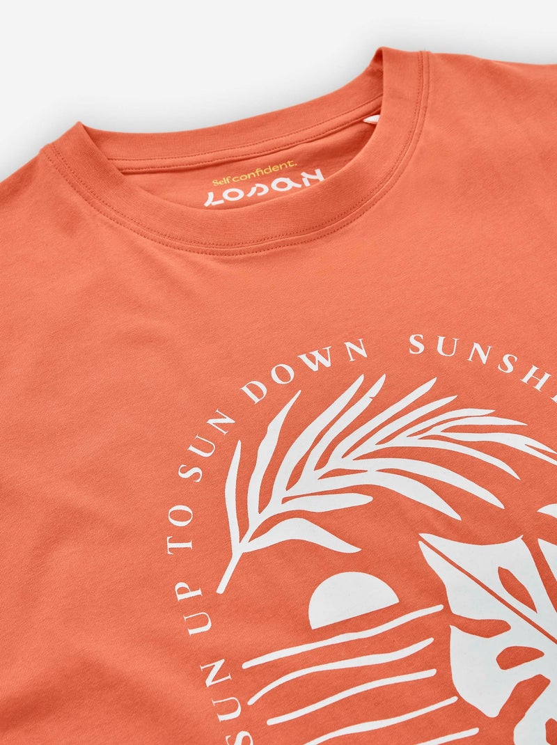 T-shirt en Coton avec Imprimé Orange - Kiabi