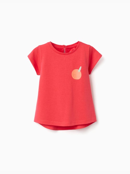 T-shirt en coton avec imprimé orange - Kiabi