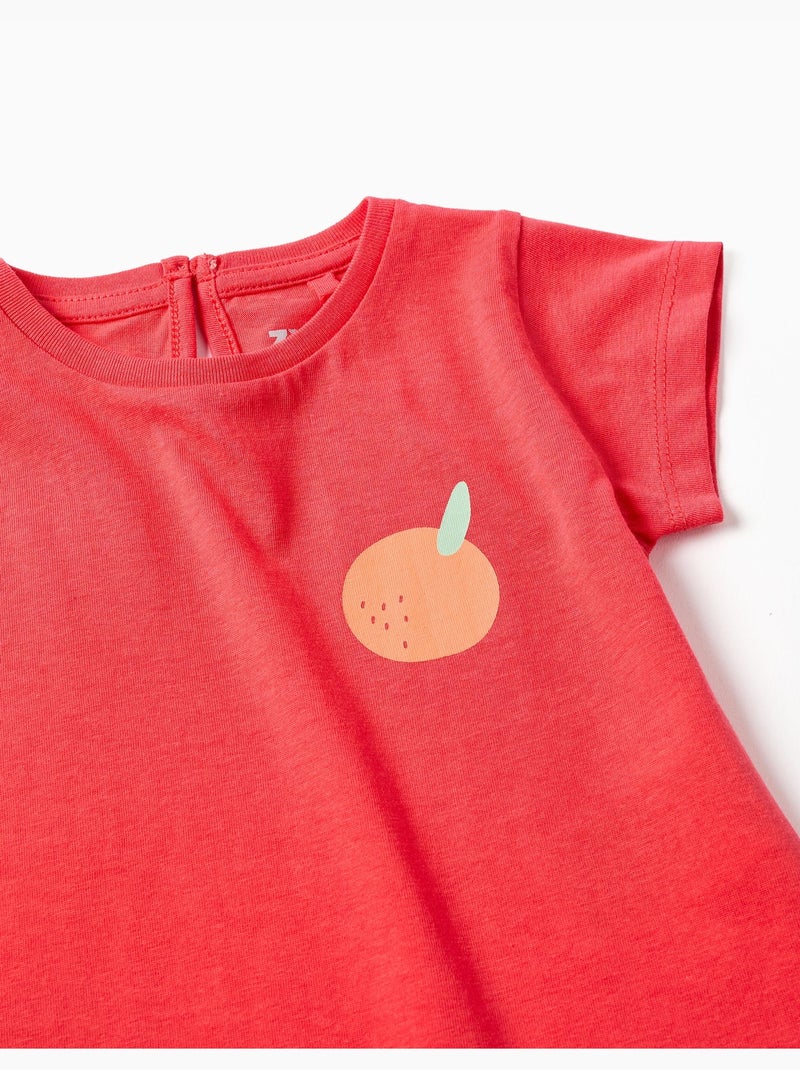 T-shirt en coton avec imprimé orange Rose - Kiabi