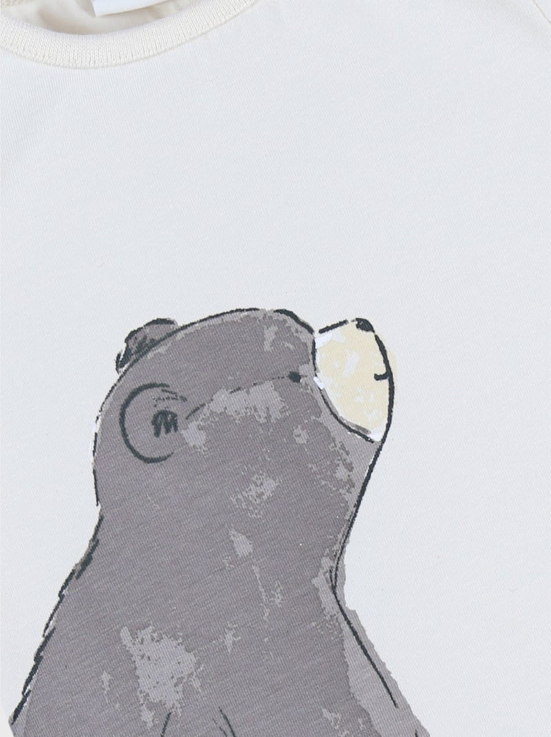 T-shirt en coton avec imprimé ours Noukie's Ecru - Kiabi