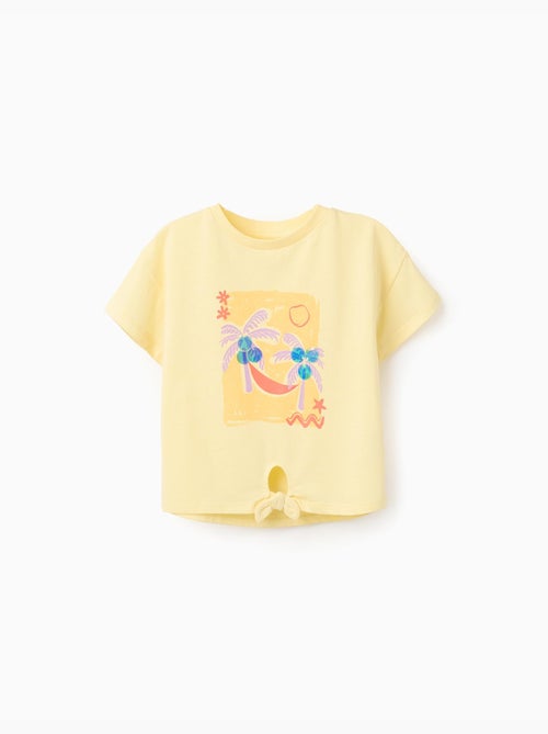 T-shirt en coton avec imprimé palmiers et paillettes - Kiabi T-shirt en coton avec imprimé palmiers et paillettes - Kiabi
