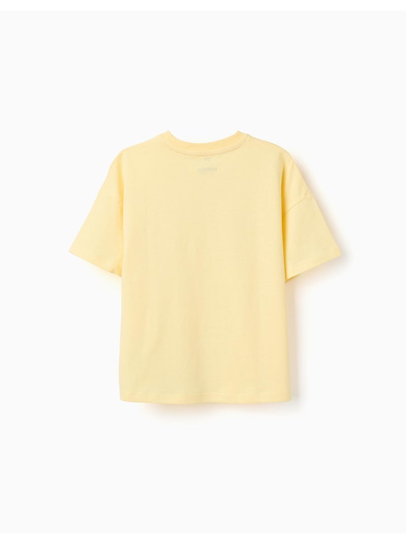 T-shirt en coton avec imprimé Pé na Areia Jaune clair - Kiabi