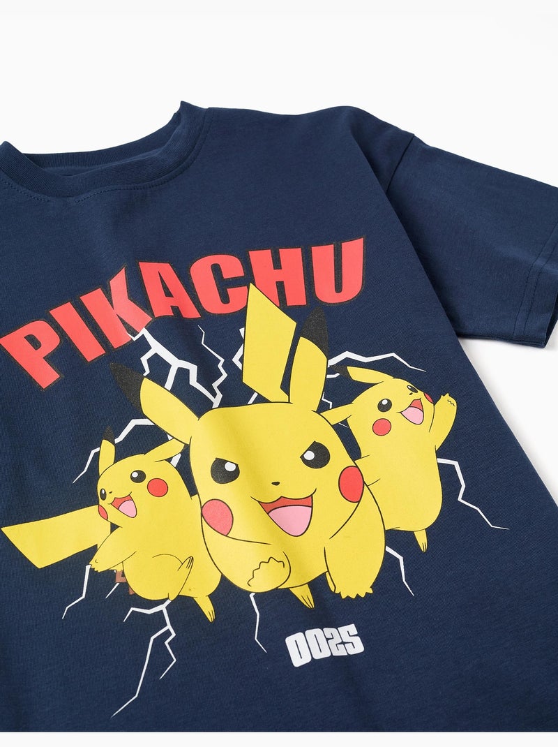 T-shirt en coton avec imprimé Pikachu Bleu foncé - Kiabi