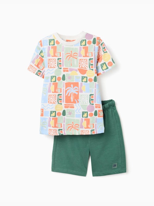T-shirt en coton avec imprimé plage + short - Kiabi T-shirt en coton avec imprimé plage + short - Kiabi