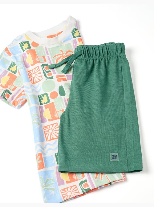 T-shirt en coton avec imprimé plage + short - Kiabi T-shirt en coton avec imprimé plage + short - Kiabi