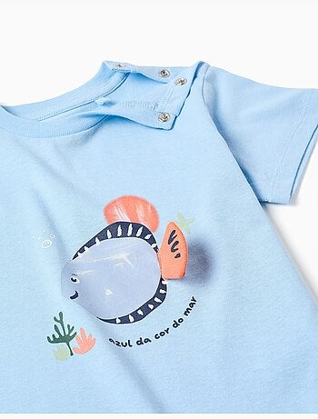 T-shirt en coton avec imprimé poisson 3D