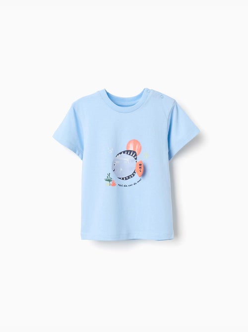 T-shirt en coton avec imprimé poisson 3D - Kiabi